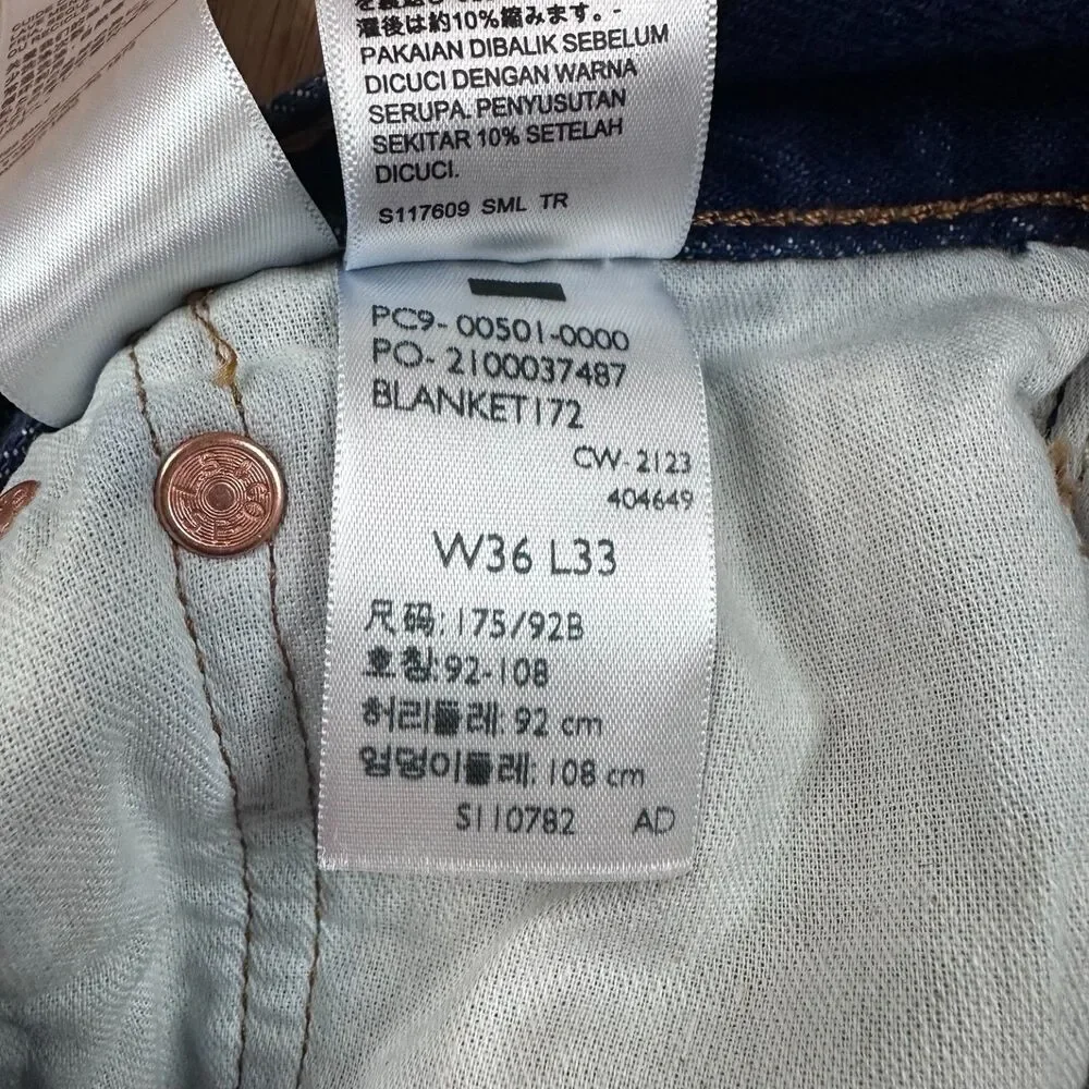 Levi’s 501 Jeans 36x33 Dark Wash Straight Leg Button Fly Altered